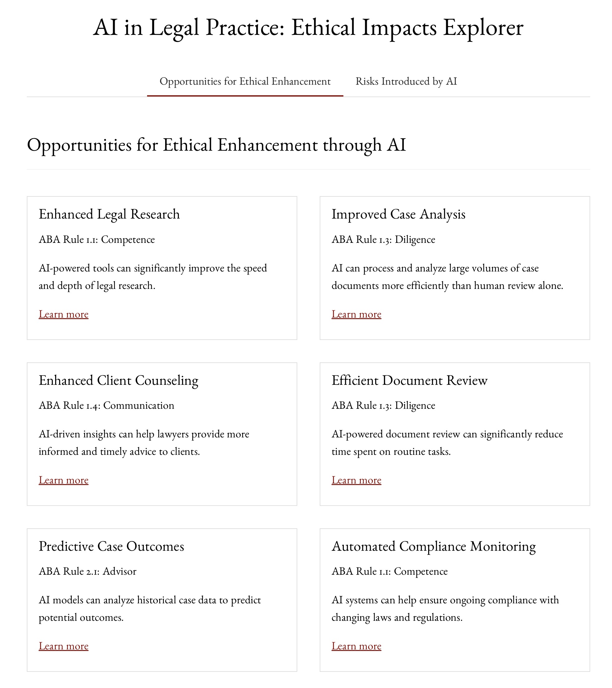 AI in Legal Practice: Ethical Impacts Explorer